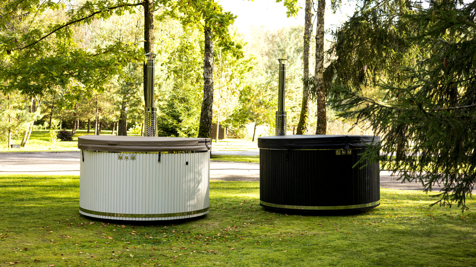 Benas hot tub by Celsium set within a calm forest landscape