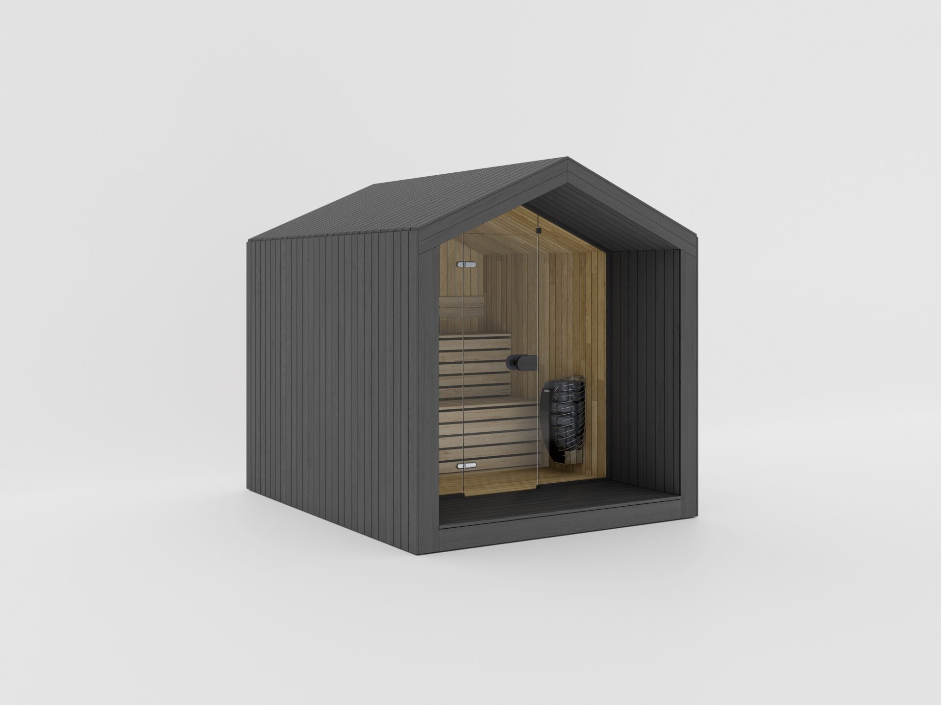 A calm sauna interior defined by natural wood tones and balanced, modern design